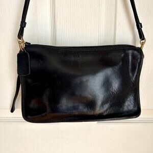 Vintage 70's Coach Black Leather Clutch/Shoulder Bag | Coach No. 595-2333